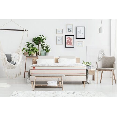 Ensemble LE DOUX 160x200cm Memoire de forme 3 zones de confort - Ep. 24cm + double sommiers Blanc