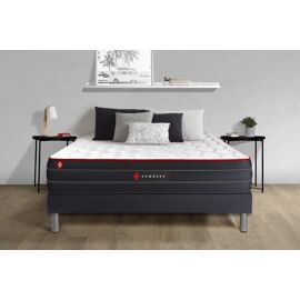 Ensemble 140x190 matelas BOOST ressorts ensaches et memoire de forme + sommier kit noir