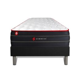 Ensemble 90x190 matelas BOOST ressorts ensaches et memoire de forme + sommier kit noir