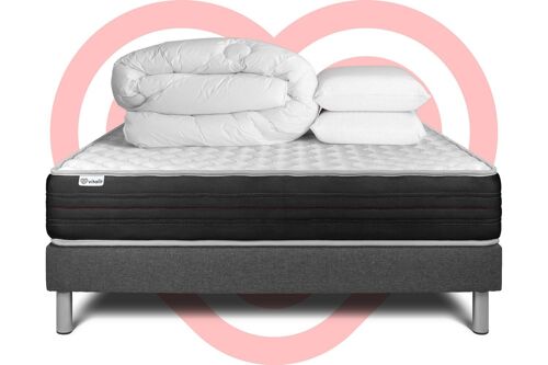 Pack prêt a dormir VITALMEMO ONE 140 x 190 cm sommier Kit gris