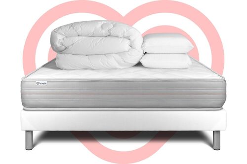 Pack prêt a dormir VITALMEMO 160 x 200 cm sommier Kit blanc