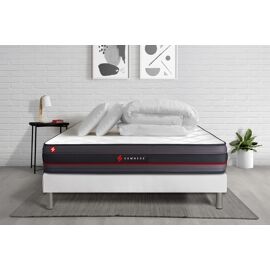 Pack prêt a dormir 160x200 matelas REGEN a memoire de forme + sommier kit blanc + Couette 260x240cm + 2 oreillers 60x40cm