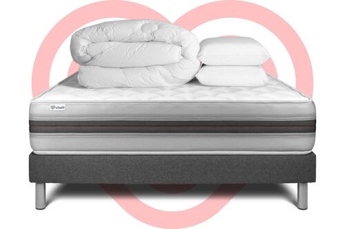 Pack prêt a dormir VITALMEMO BACK 140 x 190 cm sommier Kit gris