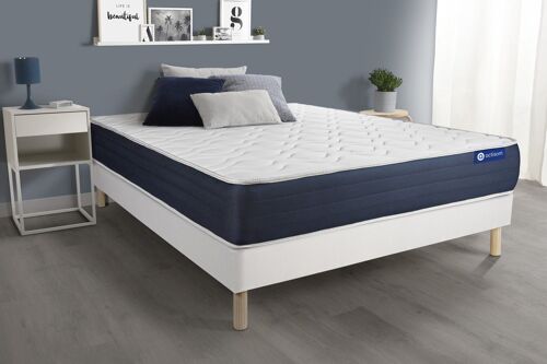 Ensemble matelas Ressorts ensaches et Memoire de forme ACTIFLEX SLEEP 140x190 5zones de confort + sommier KIT blanc