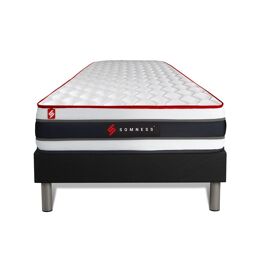 Ensemble 90x200 matelas ENERGY ressorts ensaches et memoire de forme + sommier kit noir