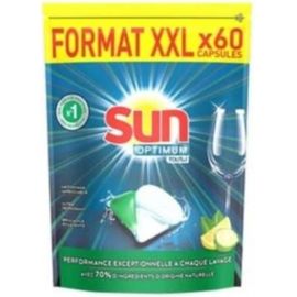 Lot de 2 boitrs de Capsules lave-vaisselle Sun optimum tout en 1 citron x60
