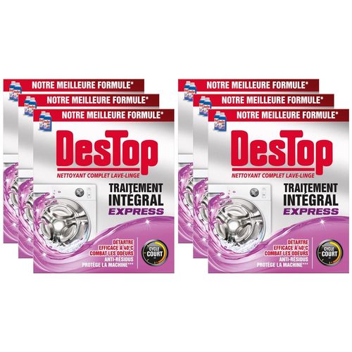 DESTOP Lot de 6 Nettoyants Lave-Linge Express, Anti-Calcaire, Anti-Moisissure - 2 doses