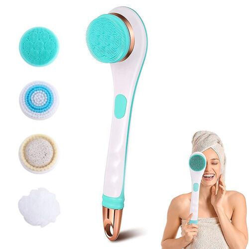 Brosse De Douche Électrique Avec Deux Modes, Conception Étanche, Poignée Ergonomique Et 4 Têtes De Brosse Pour L'exfoliation Et Le Massage