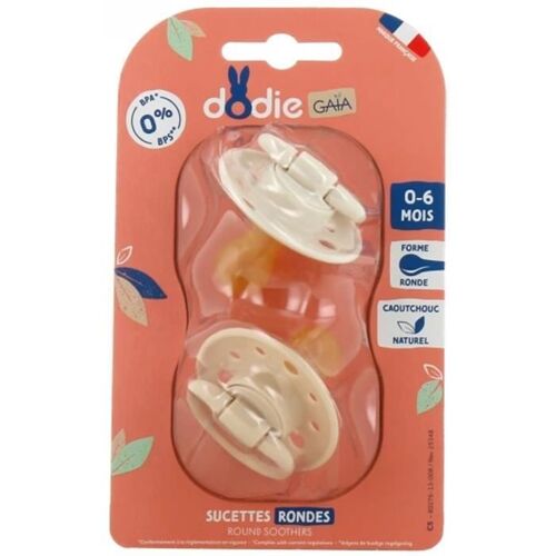 Sucettes-Dodie Gaïa Sucettes Rondes 0-6m X2 (Couleur : Beige)