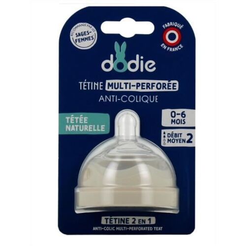 Tétine Anti-Colique Multi-Perforée Débit Rapide Dodie En Silicone
