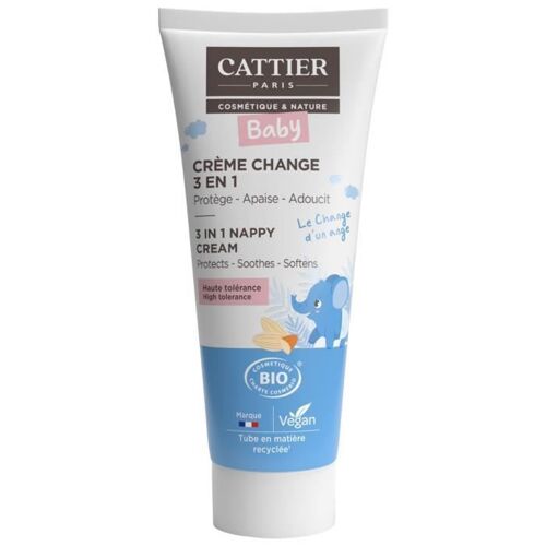 Cattier Bébé Crème Change 3 En 1 - Protège, Apaise, Adoucit - 75 Ml