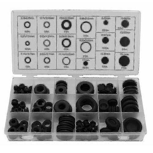 125pcs Caoutchouc Grommets Fil Bobine De Protection Anneau Sortant Blind Body Plugs Set Assortiment Tailles Avec Boîte En Plastique