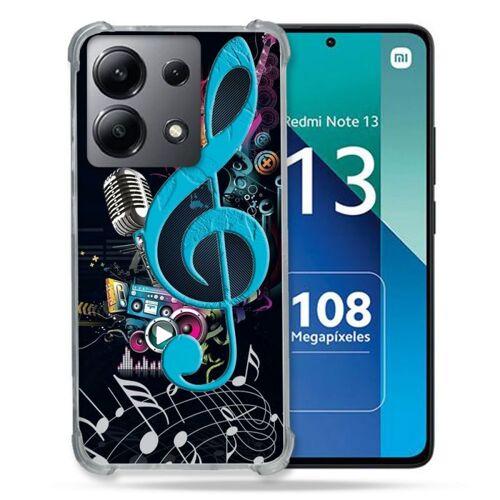 Coque Renforcée Pour Xiaomi Redmi Note 13 4g Musique Cle Sol Bleu