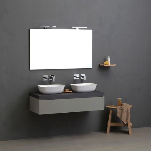MEUBLE DE SALLE DE BAINS 120CM GRIS PERLE AVEC DOUBLE VASQUE À POSER | VALENTINA