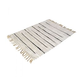 Tapis Rectangulaire En Coton Avec Franges, Blanc, 100x150cm - Atout Ciel 69005