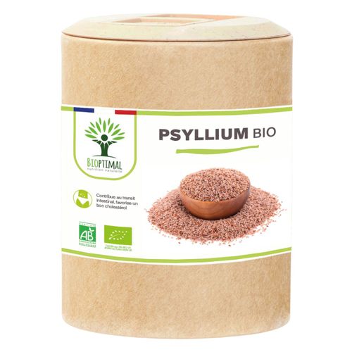 Psyllium Blond Bio - Complément Alimentaire - Téguments - Digestion Transit Cholestérol - 320 Mg De Poudre/Gélule - Fabriqué En France - Vegan - 200 Gélules 