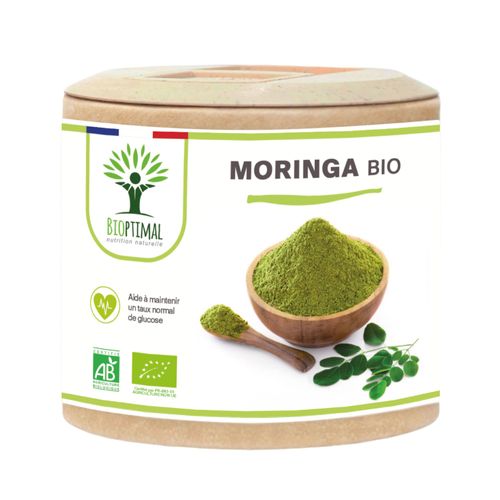 Moringa Bio - Complément Alimentaire - Poudre De Moringa Oleifera En Gélules - Glycémie - Dose 300 Mg - Fabriqué En France - Certifié Ecocert - Vegan - 60 Gélules 