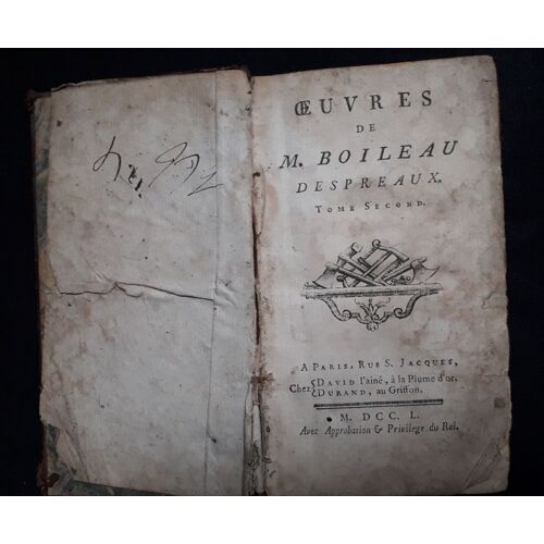 ?uvres De M. Boileau Despréaux T. Second, 1750 In-12