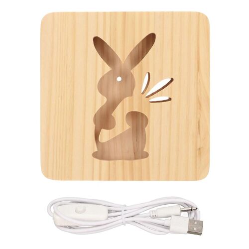 Veilleuse Sculpture En Bois En Forme De Lapin : Lampe Led De Protection Des Yeux Doux Pour Les Chambres À Coucher