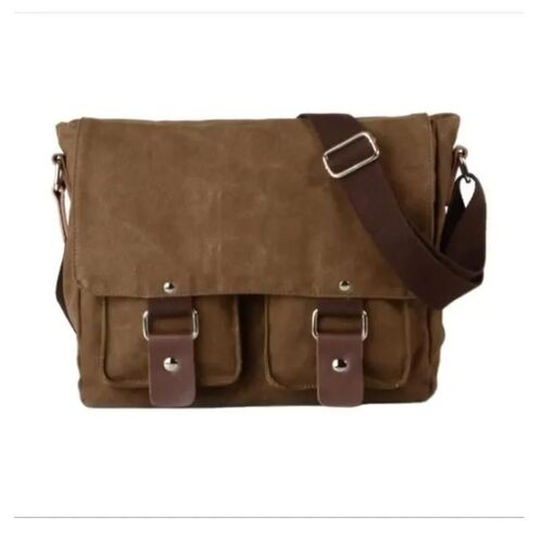 Sac besace homme bandouliere Vintage en toile pour Hommes et Femmes Postuler à voyage Sport Travail (Marron)