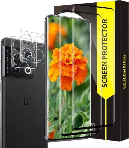JGD-2+2 Pack Verre trempé pour Oneplus 10 Pro 5G, 9H Dureté Ultra Résistant Protection écran +Caméra Arrière Protecteur, 3D plein écran, Sans Bulles, Ultra HD Oneplus 10 Pro Vitre Protection