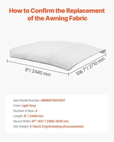 Bimini Pour Bateau-Vevor-4 Arceaux-244 X 271 Cm-Taud De Soleil Imperméable Avec Toile En Polyester 600d-Gris Clair