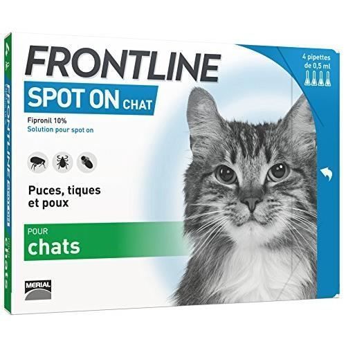 Frontline Spot-On Chat - Anti-Puces Et Anti-Tiques Pour Chat - 4 Pipettes 5287