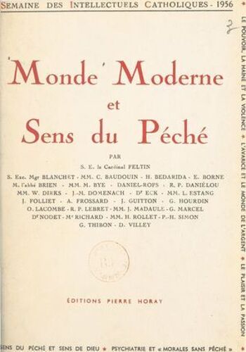 Monde Moderne Et Sens Du Péché