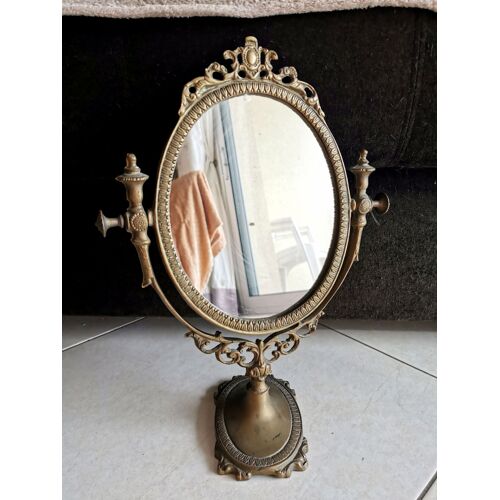 Miroir de table ancien Psyché pivotant en laiton