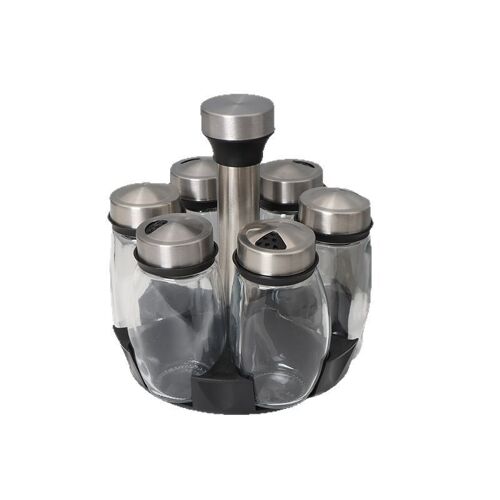 Bouteille D'assaisonnement Pour La Cuisine Et La Maison, Pot D'assaisonnement, Ensemble Combiné En Verre, Boîte De Rangement Rotative Pour Pot, Ensemble De Sept Pièces