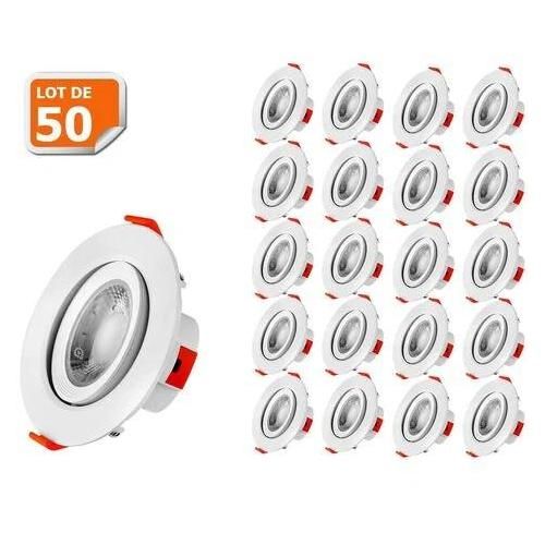 Lot De 50 Spot Led Encastrable Pour Plafond 5w Blanc Neutre  Transformateur Intégré