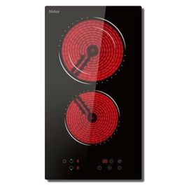 Plaque Vitrocéramique 2 Feux , Hobsir Plaque Cuisson Vitrocéramique, 29cm Encastrable, Domino Plaque de Cuisson électrique, 3200W, Pas de Prise, Minuterie, Verrouillage de Sécurité, Pas de Prise