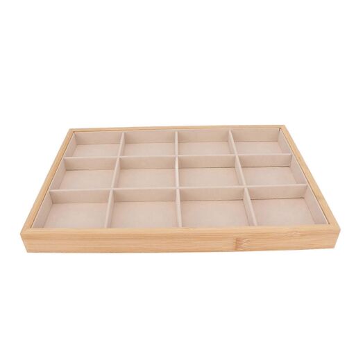 Plateau à bijoux beige 12 grille - Rangement doux, élégant et léger pour les bijoux dans les tiroirs de la chambre