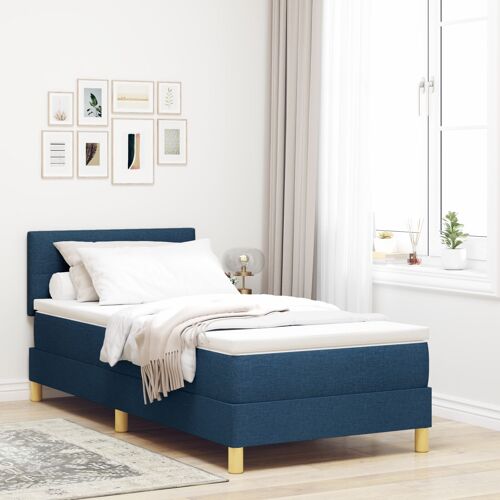 vidaXL Lit ressort avec matelas Bleu 90x190 cm Tissu