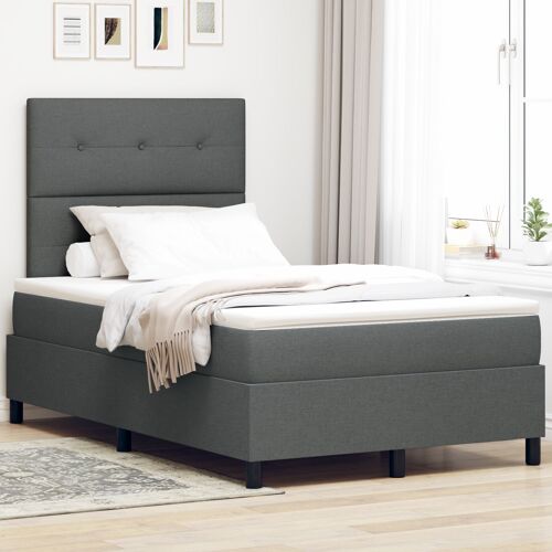 Vidaxl Lit À Ressorts Avec Matelas Gris Foncé Petit Double Tissu