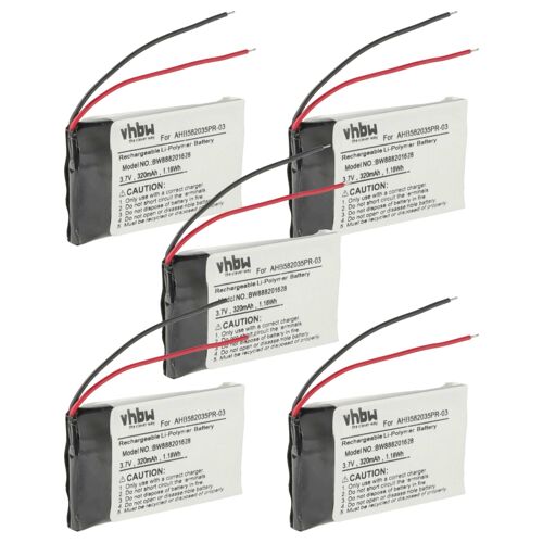 vhbw 5x Batterie remplacement pour Jabra AHB582035PR-03 pour poste mains-libres, téléphone de conférence (320mAh, 3,7V, Li-polymère)