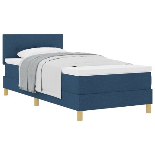 vidaXL Lit avec sommier bleu 90x200 cm en tissu