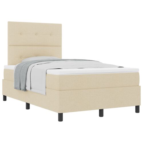 vidaXL Lit à Sommier à Ressort avec Matelas Crème 120x200 cm Tissu