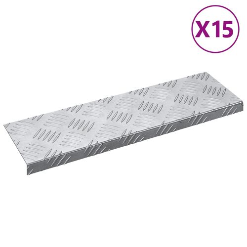 vidaXL Marches d'Escalier Aluminium - Paquet de 15, Antidérapant, 60x18 cm