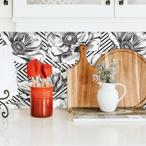 Crédence Adhésive Fleur Scandinave 400 x 60 cm