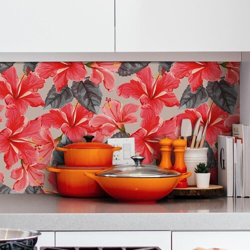 Crédence Adhésive Fleur Hibiscus 300 x 60 cm