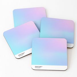 Liège Sous-Verres En Bois Hipab - Fond Esthétique Holographique Irisé Pantone 3 9,5 Cm Lot De 4 Pour Boissons Café Table