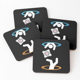 Liège Sous-Verres En Bois Ne Perdez Pas Le Portail Companion Cube (Transparent) 9,5 Cm Lot De 4 Pour Boissons Café Table B