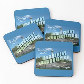 Liège Sous-Verres En Bois Salutations D'anarchist Seattle ! 9,5 Cm Lot De 4 Pour Boissons Café Table B