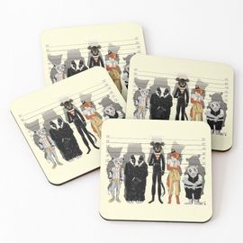 Liège Sous-Verres En Bois Suspects Inhabituels 9,5 Cm Lot De 4 Pour Boissons Café Table B