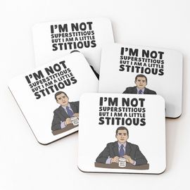 Liège Sous-Verres En Bois Je Ne Suis Pas Superstitieux Mais Je Suis Un Peu Stitieux 9,5 Cm Lot De 4 Pour Boissons Café Table B