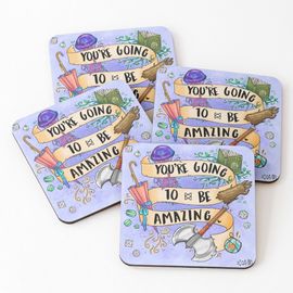 Liège Sous-Verres En Bois Tu Vas Être Incroyable 9,5 Cm Lot De 4 Pour Boissons Café Table