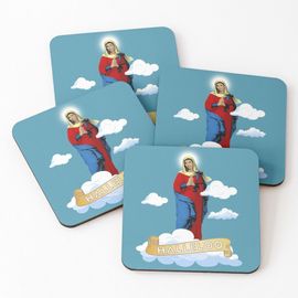 Liège Sous-Verres En Bois Halleloo - Shangela - La Vierge Marie 9,5 Cm Lot De 4 Pour Boissons Café Table B