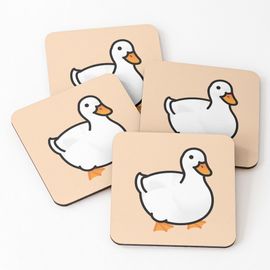 Liège Sous-Verres En Bois Canard Laqué Dodu 9,5 Cm Lot De 4 Pour Boissons Café Table