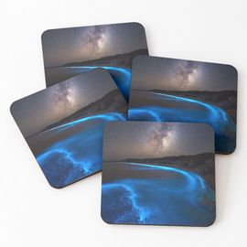 Liège Sous-Verres En Bois Bioluminescence Laiteuse - 2e Édition 9,5 Cm Lot De 4 Pour Boissons Café Table